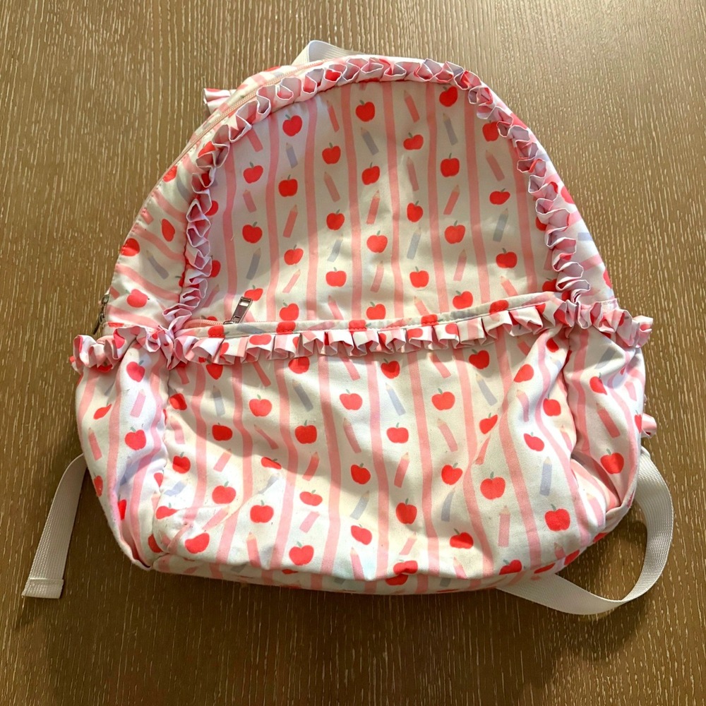 Shop the Mint Kenzie Backpack Pink‎ Apple Stripe Ruffle School Bag Bookbag Cute